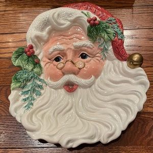 Vintage Fritz & Floyd Classic Old Fashioned Christmas Santa Canape / Wall Plate.